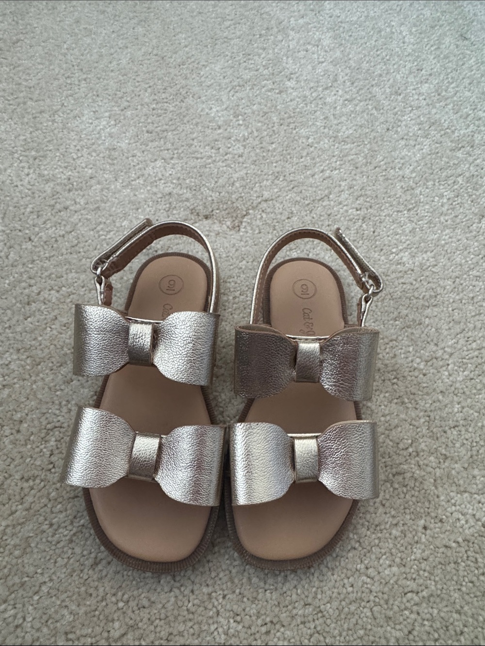 Cat & Jack Metallic Rose Gold Bow Sandals